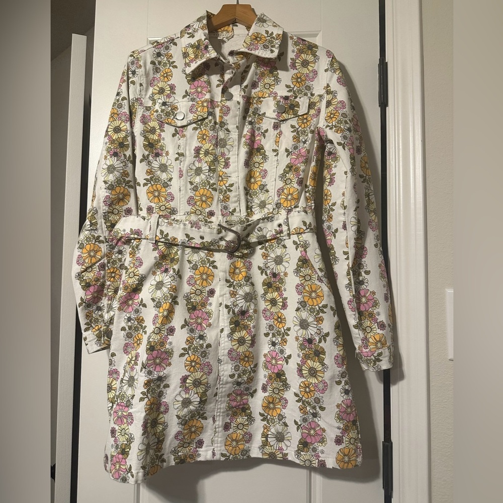 Floral denim dress